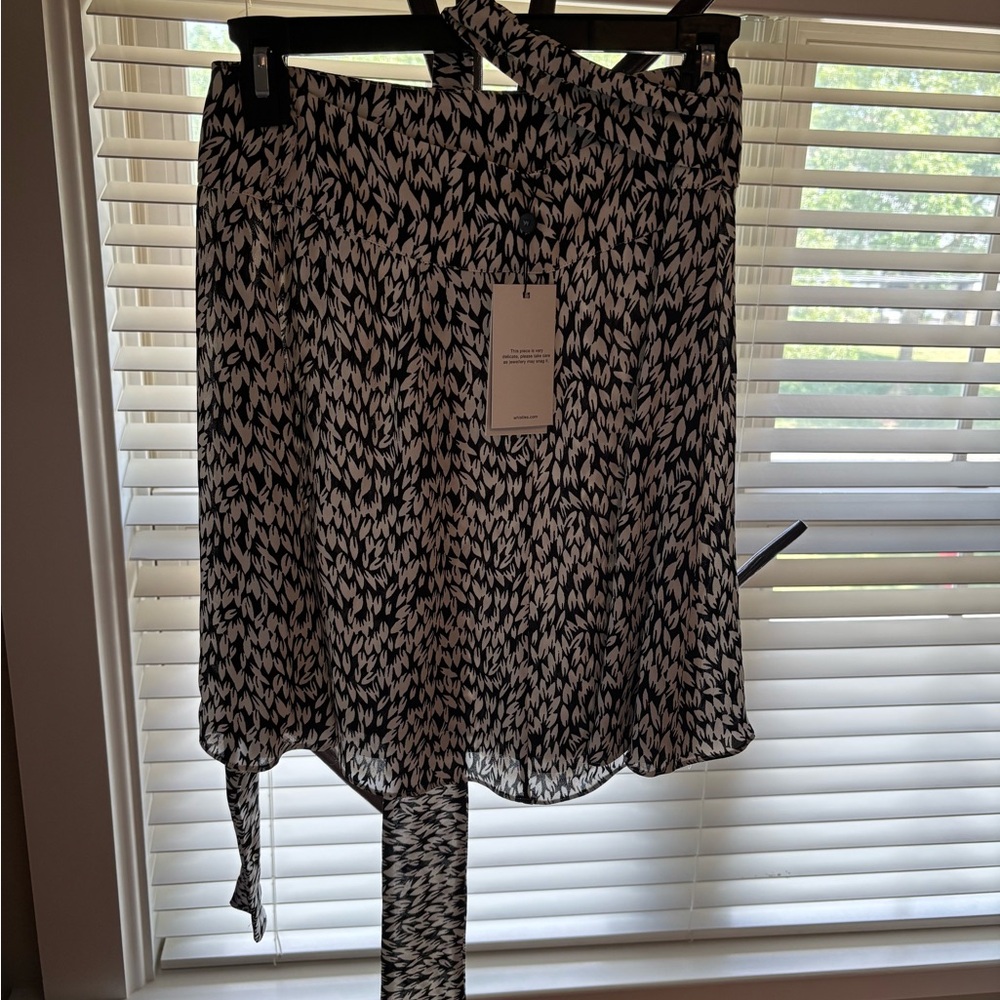 Whistles Black and Tan Mini Wrap Skirt
